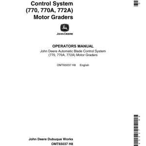 John Deere 770A, 772A, 770 Motor Graders Operator's Manuals (OMT65037) - Image 1