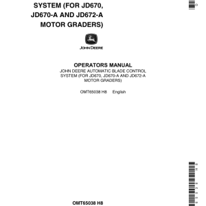John Deere 670, 670A, 672A Motor Graders Operator's Manuals (OMT65038) - Image 1