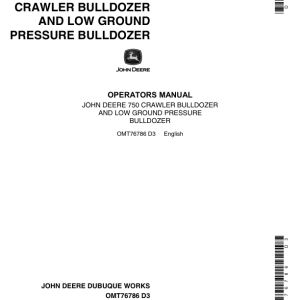 John Deere 750 Crawlers Operator's Manuals (OMT76786) - Image 1