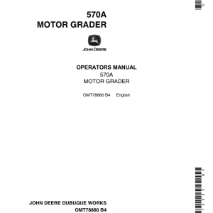 John Deere 570A Motor Graders Operator's Manuals (OMT78880) - Image 1
