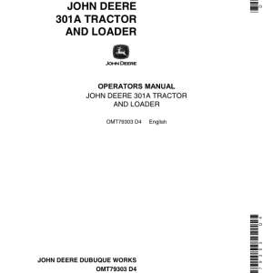 John Deere 301A Tractors Operator's Manuals (OMT79303) - Image 1