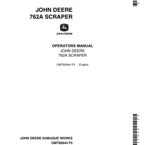 John Deere 762A Scrapers Operator's Manuals (OMT82644) - Image 1