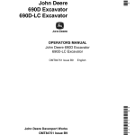 John Deere 690D, 690DLC Excavators Operator's Manuals (OMT84751) - Image 1