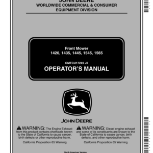 John Deere Front Mowers 1420/1435/1445 (030001-); 1545 (010001-); 1565 (020001-) Operator's Manual (OMTCU17249) - Image 1