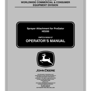 John Deere HD200 Sprayer Attachment Export Edition (035101-050000) Operator's Manual (OMTCU19538) - Image 1