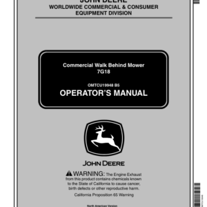 John Deere 7G18 Commercial Walk-Behind Mower (010001-020000) Operator's Manual (OMTCU19948) - Image 1