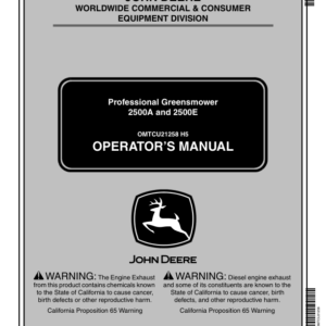 John Deere 2500A Professional Greens Mower North America (030001-) Operator's Manual (OMTCU21258) - Image 1