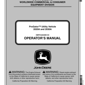 John Deere ProGator Utility Vehicle 2020A, 2030A (North American Version) Operator's Manual (OMTCU22309) - Image 1