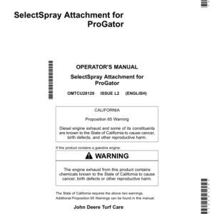 John Deere HD200 SelectSpray Export Edition (055001-065000) Operator's Manual (OMTCU28120) - Image 1