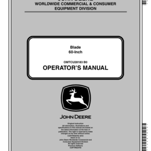 John Deere 60 Inch Blade (North America) (080001-) Operator's Manual (OMTCU28183E) - Image 1