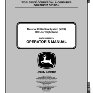 John Deere 600 Liter High Dump Material Collection System Operator's Manual (OMTCU28186) - Image 1