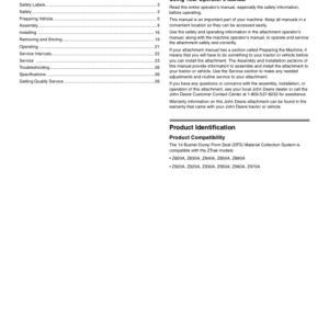 John Deere Blower, Rear Hopper Dump From Seat 14 Bushel (North America) (040001-) Operator's Manual (OMTCU29193E) - Image 2