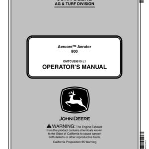 John Deere 800 Aercore Aerator Export Edition (085001-100000) Operator's Manual (OMTCU29515) - Image 1