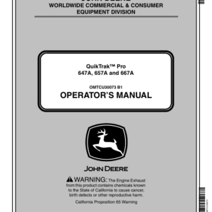 John Deere Quik-Trak Pro - 647A, 657A, 667A (070001-) Operator's Manual (OMTCU30073) - Image 1