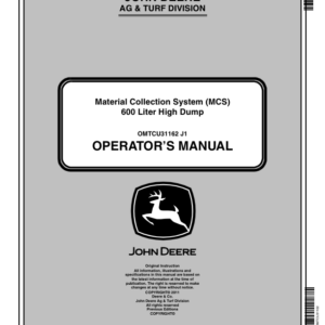 John Deere 600L High Dump Material Collection System (150001-) Operator's Manual (OMTCU31162) - Image 1