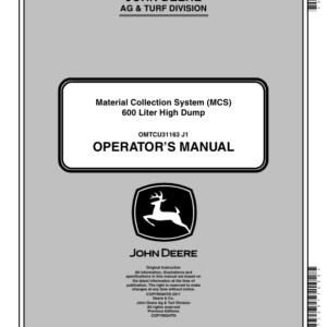 John Deere 600 Liter High Dump Material Collection System (North America) (150001-) Operator's Manual (OMTCU31163E) - Image 1