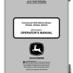 John Deere Commercial Walk Behind Mower WH36A, WH48A, WH52A (NA) Operator's Manual (OMTCU31828) - Image 1