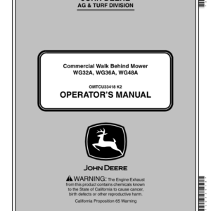 John Deere Commercial Walk Behind Mower WG32A, WG36A, WG48A (NA) Operator's Manual (OMTCU33418) - Image 1