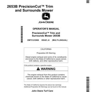 John Deere 2653B Trim & Surrounds Mower PrecisionCut (080001-095000) Operator's Manual (OMTCU33606) - Image 1