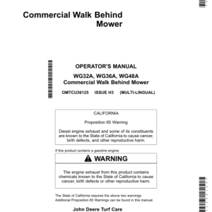 John Deere Commercial Walk Behind Mower (North American) Operator's Manual (OMTCU36125) - Image 1