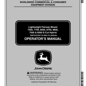 John Deere 7500, 7700, 8500, 8700, 8800 (020001-), 7500 E-Cut, 8500E-Cut (010001-) Lightweight Fairway Mower Operator's Manual (OMTCU37627) - Image 1