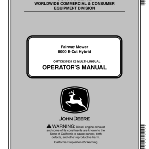 John Deere 8000 E-Cut Hybrid Fairway Mower Operator's Manual (OMTCU37631) - Image 1