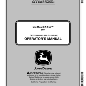 John Deere Mid Mount ZTrak 997 Mower (080001-) Operator's Manual (OMTCU38020) - Image 1