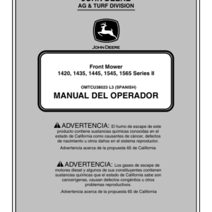 John Deere FRONT MOWER 1420 1435 1445 (130001-) 1545 (110001-) 1565 (120001-) SERIES II Operator's Manual (OMTCU38023) - Image 3