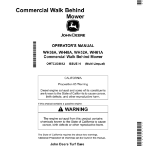 John Deere Commercial Walk Behind Mower (North American) Operator's Manual (OMTCU38812) - Image 1