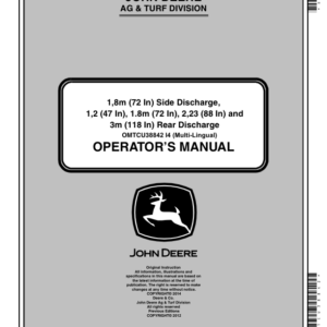 John Deere 72in Side Discharge, 47in, 88in (020001-), 118in Rear Discharge (010001-) Mower Decks for 1505, 1515 Operator's Manual (OMTCU38842) - Image 1