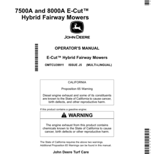 John Deere 7500A, 8000A E-Cut Hybrid Fairway Mowers (030001-) (North American) Operator's Manual (OMTCU39911) - Image 1