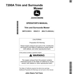 John Deere 7200A Trim, Surrounds Mower (030001-040000) Operator's Manual (OMTCU39914) - Image 1
