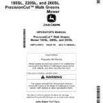 John Deere 180SL, 220SL & 260SL PrecisionCut Walk-Behind Greens Mowers North America (060001- )Order manual as OMTCU39933Only available as a Multi-Lingual documentEnglish / Spanish Operator's Manual (OMTCU39933) - Image 1
