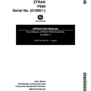 John Deere F680 ZTRAK Front Mower (010001-020000) Operator's Manual (OMTCU51505) - Image 1