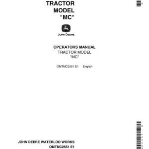 John Deere MC Tractors Operator's Manuals (OMTMC2551) - Image 1