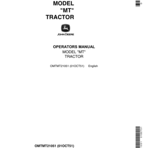 John Deere MT Utility Tractor Operator's Manual (OMTMT21051) - Image 1