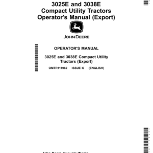 John Deere 3025E, 3038E Compact Utility Tractors (KL300001-) Operator's Manual (OMTR111962) - Image 1