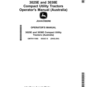 John Deere 3025E, 3038E Compact Utility Tractors (Australia) (KL300001-) Operator's Manual (OMTR111966) - Image 1