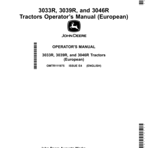 John Deere 3033R, 3039R, 3046R Tractors Operator’s Manual (European) Operator's Manual (OMTR111975) - Image 1