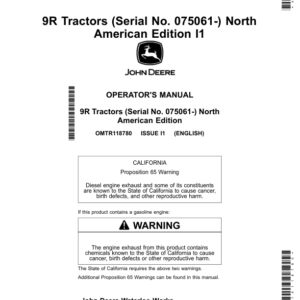 John Deere 9R Tractors (075061-) (North American) Operator's Manual (OMTR118780) - Image 1