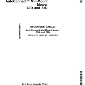 John Deere Mid-Mount Mower 60D, 72D (European Version) Operator's Manual (OMTR122777) - Image 1