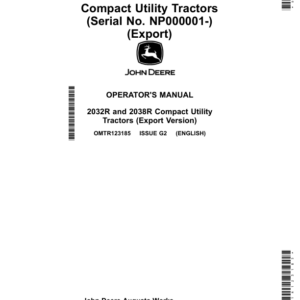 John Deere 2032R, 2038R Compact Utility Tractors (NP000001-) (Export) Operator's Manual (OMTR123185) - Image 1