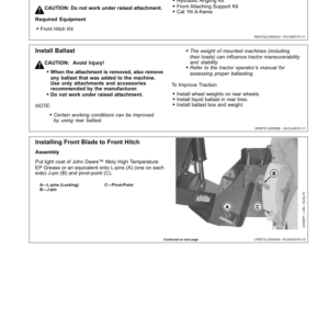 John Deere Quick Hitch Front Blade 54, 60 Inch Blade (European Edition) Operator's Manual (OMTR123620) - Image 2