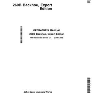 John Deere 260B Backhoe (Export Edition) Operator's Manual (OMTR125183) - Image 1