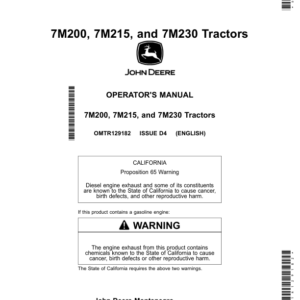 John Deere 7M200, 7M215, 7M230 Tractors Operator's Manual (OMTR129182) - Image 1