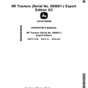 John Deere 9R Tractors G3 (825001-) (Export Edition) Operator's Manual (OMTR131299) - Image 1