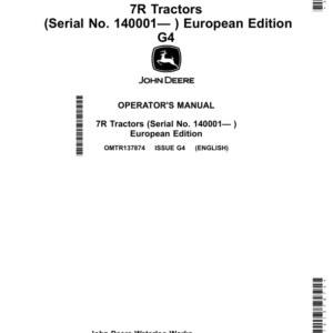 John Deere 7R Tractors (Serial No. 140001-) European Operator's Manual (OMTR137874) - Image 1