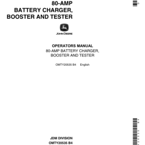 John Deere 80 AMP Battery Charger, Booster & Tester Operator's Manual (OMTY20535) - Image 1