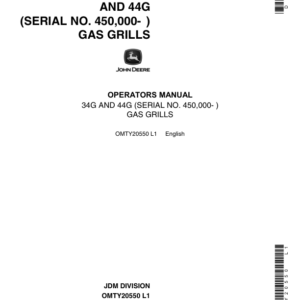 John Deere 34G, 44G Gas Grills Operator's Manual (OMTY20550) - Image 1