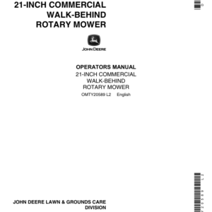 John Deere 21-Inch Commercial Walk-Behind Rotary Mower Operator's Manual (OMTY20589) - Image 1